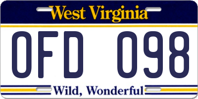 WV license plate OFD098
