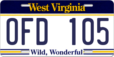 WV license plate OFD105