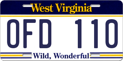 WV license plate OFD110