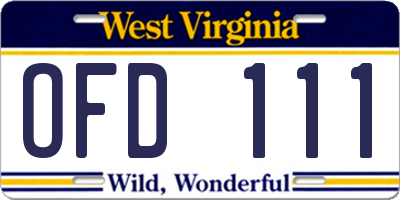 WV license plate OFD111