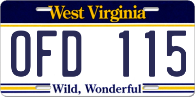 WV license plate OFD115