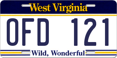 WV license plate OFD121