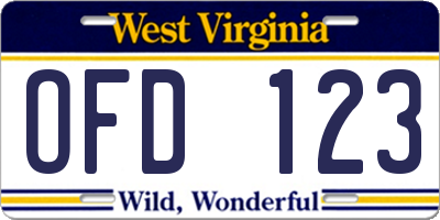 WV license plate OFD123