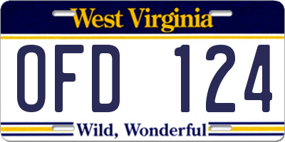 WV license plate OFD124