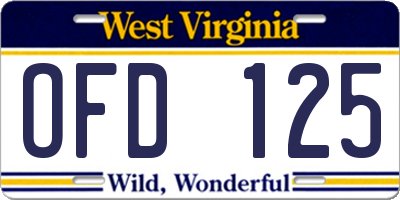 WV license plate OFD125