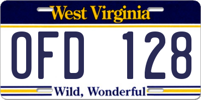WV license plate OFD128