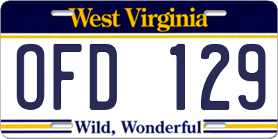 WV license plate OFD129