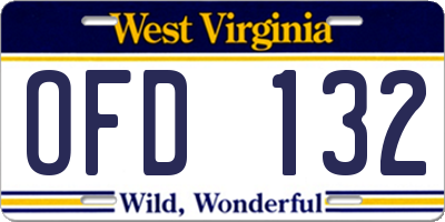 WV license plate OFD132