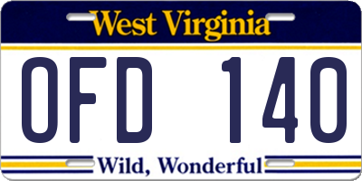 WV license plate OFD140