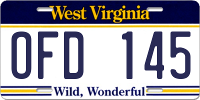 WV license plate OFD145