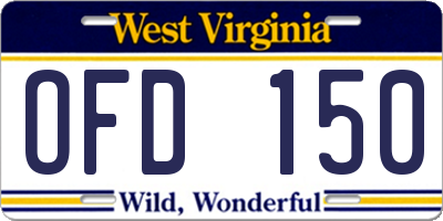 WV license plate OFD150