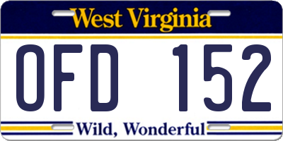 WV license plate OFD152