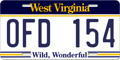WV license plate OFD154