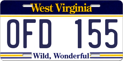 WV license plate OFD155