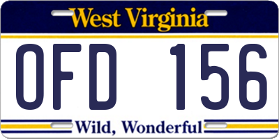 WV license plate OFD156
