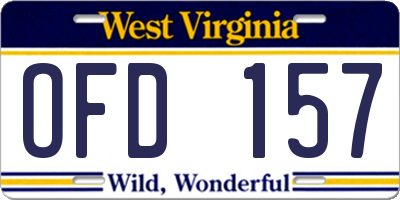 WV license plate OFD157
