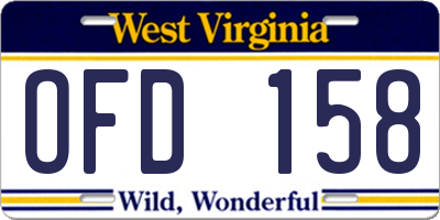 WV license plate OFD158