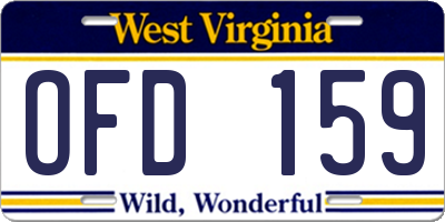WV license plate OFD159