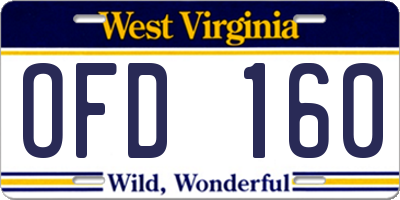 WV license plate OFD160