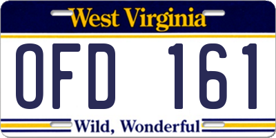 WV license plate OFD161