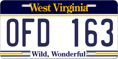 WV license plate OFD163