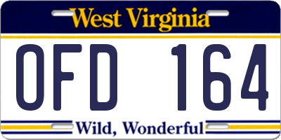 WV license plate OFD164