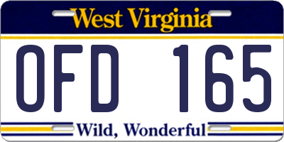 WV license plate OFD165