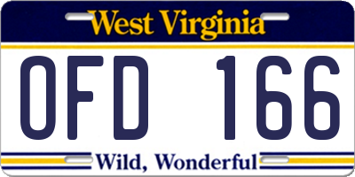 WV license plate OFD166