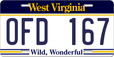 WV license plate OFD167
