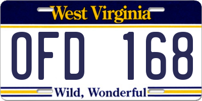 WV license plate OFD168