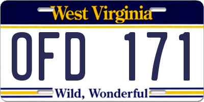 WV license plate OFD171