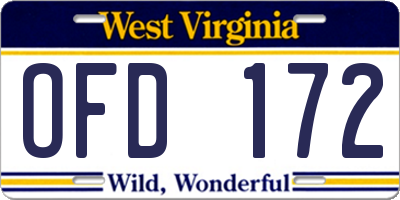 WV license plate OFD172