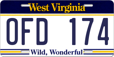 WV license plate OFD174