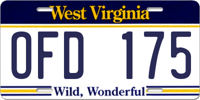 WV license plate OFD175