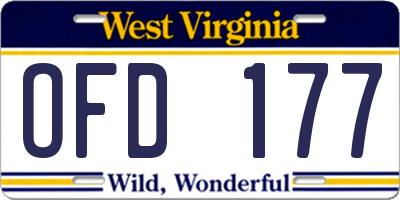 WV license plate OFD177