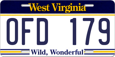 WV license plate OFD179