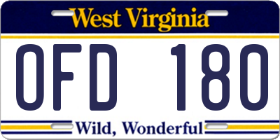 WV license plate OFD180