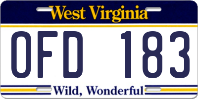 WV license plate OFD183