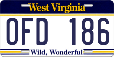 WV license plate OFD186