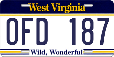 WV license plate OFD187