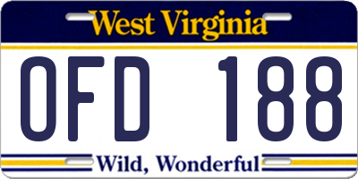 WV license plate OFD188