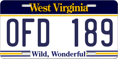 WV license plate OFD189