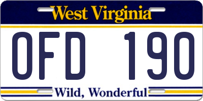 WV license plate OFD190
