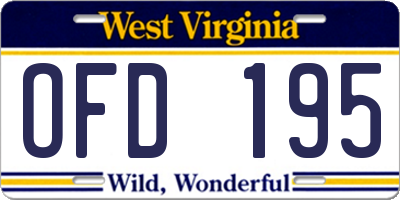 WV license plate OFD195
