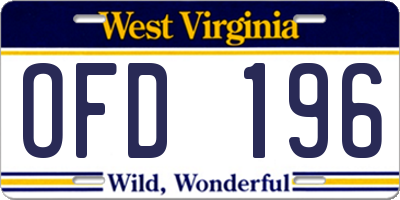 WV license plate OFD196
