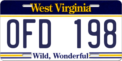 WV license plate OFD198