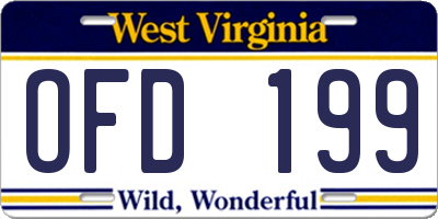 WV license plate OFD199