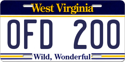 WV license plate OFD200