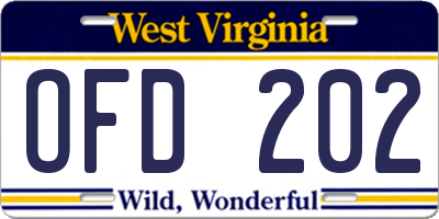WV license plate OFD202