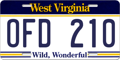 WV license plate OFD210